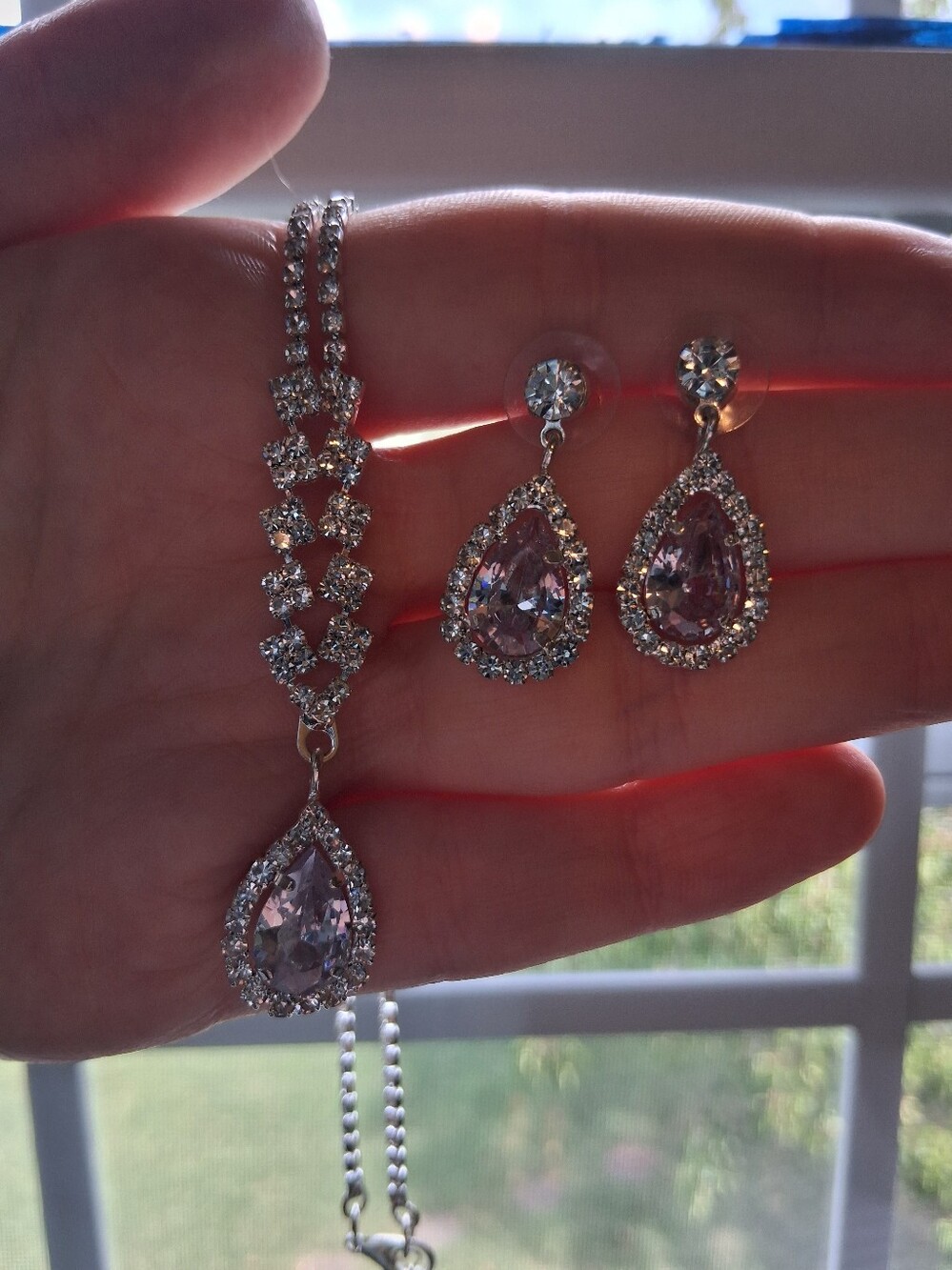 Silver Rhinestone Jewelry Set